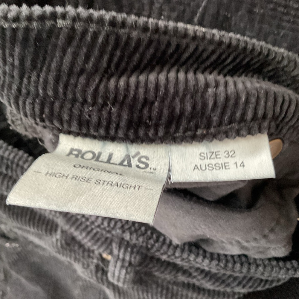 Rolla's High Rise Original Straight Comfort Jet Black corduroy Women's Size 32 - Picture 5 of 7
